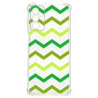 Samsung Galaxy M13 4G | M23 Doorzichtige Silicone Hoesje Zigzag Groen