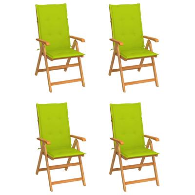 vidaXL Tuinstoelen 4 st met heldergroene kussens massief teakhout vidaXL Tuinstoelen 4 st met heldergroene kussens massief teakhout