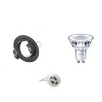 LED Spot Set - GU10 Fitting - Inbouw Rond - Mat Zwart - Kantelbaar Ø83mm - Philips - CorePro 840 36D - 3W - Natuurlijk Wit 4000K - Dimbaar