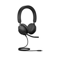Jabra Evolve2 40 Headset – Microsoft Teams-gecertificeerde Stereokoptelefoon met Noise Cancelling en Beltechnologie met 3 Microfoons – USB-C Kabel – Zwart