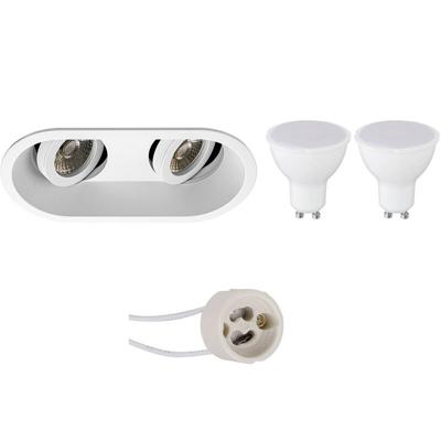 LED Spot Set - Aigi - Pragmi Zano Pro - GU10 Fitting - Inbouw Ovaal Dubbel - Mat Wit - 8W - Helder/Koud Wit 6400K - LED Spot Set - Aigi - Pragmi Zano Pro - GU10 Fitting - Inbouw Ovaal Dubbel - Mat Wit - 8W - Helder/Koud Wit 6400K -