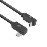 ACT AC7480 USB C hoekkabel 0,5 m, PD 60 W USB C hoekstekker 90 graden, links/rechts naar omhoog/omlaag, 10 Gbps gegevenssnelheid, 4K @60Hz USB Type C videokabel, datakabel, oplaadkabel