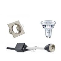 Philips - Led Spot Set - Corepro 827 36d - Gu10 Fitting - Dimbaar - Inbouw Vierkant - Mat Nikkel - 4w - Warm Wit 2700k -