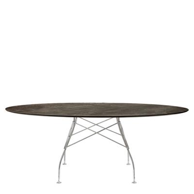 Kartell Glossy Eettafel Marmer Ovaal - Chrome / Aged Bronze