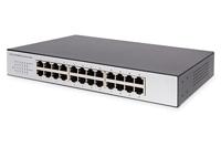 DIGITUS Netwerkswitch 24-poorts - Fast Ethernet RJ45-aansluitingen - Opt. 19-inch rack montage - 100 Mbit/s - Desktop versie