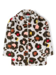 Kenzo Kids manteau en fourrure artificielle à logo brodé - Gris