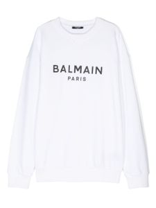 Balmain Kids sweat en coton à logo imprimé - Blanc