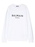 Balmain Kids sweat en coton à logo imprimé - Blanc - thumbnail