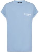 Balmain t-shirt en coton à logo floqué - Bleu