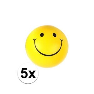 5x Smiley stressbal 6 cm