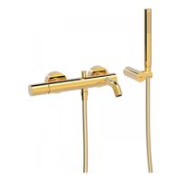 Badkraan Tres Study | Opbouw | Mengkraan | 2-weg | hoh 15 cm | 1-knop | Rond | 24k Goud glans - thumbnail