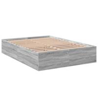 vidaXL Bedframe bewerkt hout grijs sonoma eikenkleurig 140x200 cm, bed, bed ombouw, 2 persoonsbed, bedbodem, slaapkamermeubel, tweepersoonsbed