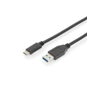 Digitus USB-kabel USB 3.2 Gen1 (USB 3.0 / USB 3.1 Gen1) USB-C stekker, USB-A stekker 1.00 m Zwart Afgeschermd (dubbel) AK-300146-010-S