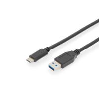 Digitus USB-kabel USB 3.2 Gen1 (USB 3.0 / USB 3.1 Gen1) USB-C stekker, USB-A stekker 1.00 m Zwart Afgeschermd (dubbel) AK-300146-010-S - thumbnail