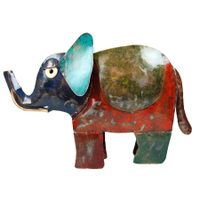 Metalen Olifant Safari Antiek Multicolor (30 x 20 cm) - thumbnail