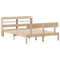vidaXL Bedframe met hoofdbord massief grenenhout 160x200 cm, bed, bed ombouw, boxspring, bedbodem, slaapkamermeubel, twijfelaar bed, 2 persoonsbed