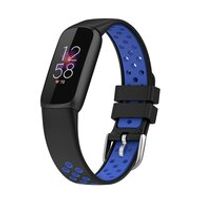 Fitbit Luxe - Siliconen sportbandje - Maat: Large - Zwart + blauw