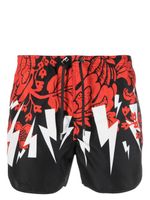 Neil Barrett graphic-print swim shorts - RED