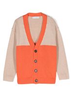 There Was One Kids cardigan colour block à col v - Orange