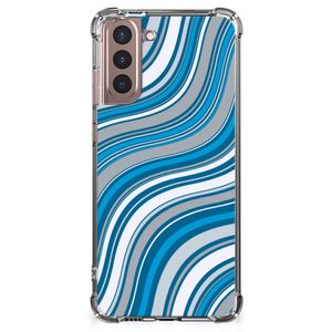 Samsung Galaxy S21 Plus Doorzichtige Silicone Hoesje Waves Blue