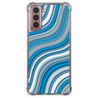 Samsung Galaxy S21 Plus Doorzichtige Silicone Hoesje Waves Blue - thumbnail