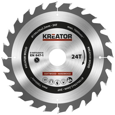Kreator KRT020416 Cirkelzaagblad D190mm 24T | Zaagblad cirkelzaag hout Kreator KRT020416 Cirkelzaagblad D190mm 24T | Zaagblad cirkelzaag hout