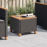 Tuintafel 45x45x37 cm poly rattan en acaciahout zwart - thumbnail