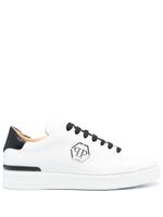 Philipp Plein baskets à plaque logo - Blanc