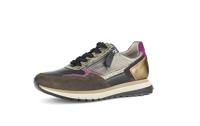Gabor Low-Top sneakers voor dames, lage schoenen, comfortabel extra breed (H), Zwarte klimop gouden combi 63, 35 EU Breed
