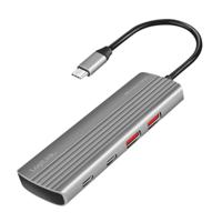 LogiLink UA0414 - Ultra-Slim USB 3.2 Gen2 Hub, 2X USB-A, 5X USB-C, met PD (Power Delivery), 100W, Space Grey