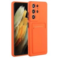 Samsung Galaxy S23 Ultra 5G TPU Case met Kaarthouder - Oranje - thumbnail