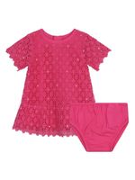 Michael Kors Kids robe en coton à fleurs en dentelle - Rose