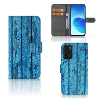 OPPO Reno6 5G Book Style Case Wood Blue - thumbnail