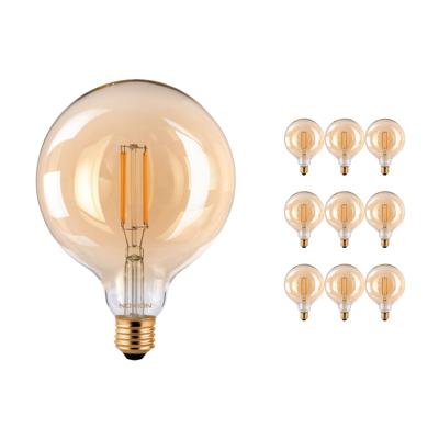 Voordeelpak 10x Noxion PRO LED Globe Classic Gloeilamp G125 E27 8W 822 Amber | Dimbaar - Vervanger voor 60W