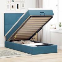 vidaXL Ottoman bed met matrassen en LED's 90x200cm fluweel donkerblauw, bedframe, ottoman bedframe, bedframe met opbergruimte onder het bed
