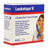 Leukotape K Kleefwindel Elast Blauw 2,5cmx5m 1 - thumbnail