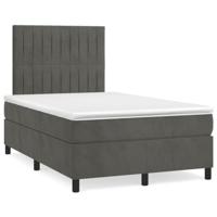 vidaXL Boxspring met matras en LED fluweel donkergrijs 120x190 cm, bed, boxspringbed, tweepersoonsbed, slaapmeubel, boxspring bed, bed met matras