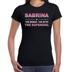 Naam cadeau t-shirt / shirt Sabrina - the supergirl zwart voor dames