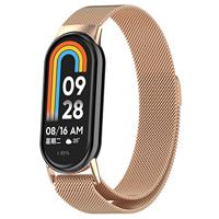 By Qubix - Milanese band - Champagne goud - Compatible met Xiaomi Smart Band 8 & 9 - Compatible Xiaomi bandje