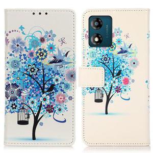 Motorola Moto E13 Glam Series Portemonnee Hoesje - Bloeiende Boom / Blauw