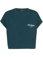 Balmain t-shirt en coton biologique à logo floqué - Vert