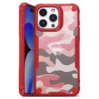 iPhone 15 Pro Max Anti-Shock Hybride Hoesje - Camouflage - Rood - thumbnail