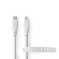 Nedis USB-kabel | USB 3.2 Gen 2 | USB-C™ stekker | USB-C™ stekker | 240 W | 8K @30Hz | 20 Gbps | Vernikkeld | 1,00 m | rond | siliconen | wit | box