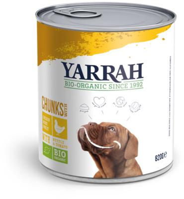Yarrah Yarrah Hond Brokjes Kip In Saus Bio (820g) Yarrah Yarrah Hond Brokjes Kip In Saus Bio (820g)