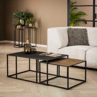 LifestyleFurn Salontafel Derrick Metaal, Set van 2 stuks - Grijs - thumbnail