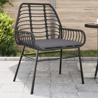 Tuinstoelen 2 st met kussens poly rattan zwart - thumbnail