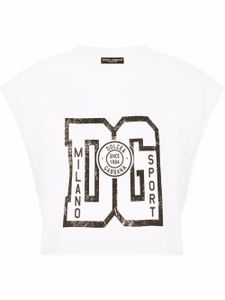 Dolce & Gabbana t-shirt crop à logo imprimé - Blanc