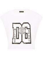 Dolce & Gabbana t-shirt crop à logo imprimé - Blanc - thumbnail