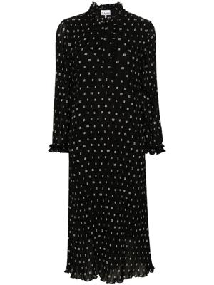GANNI Midi-jurk met monogramprint - Zwart GANNI Midi-jurk met monogramprint - Zwart
