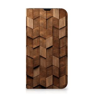 Book Wallet Case voor iPhone 13 Pro Wooden Cubes